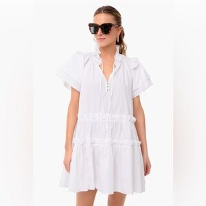 HUNTER BELL White Ruffle Mini Dress